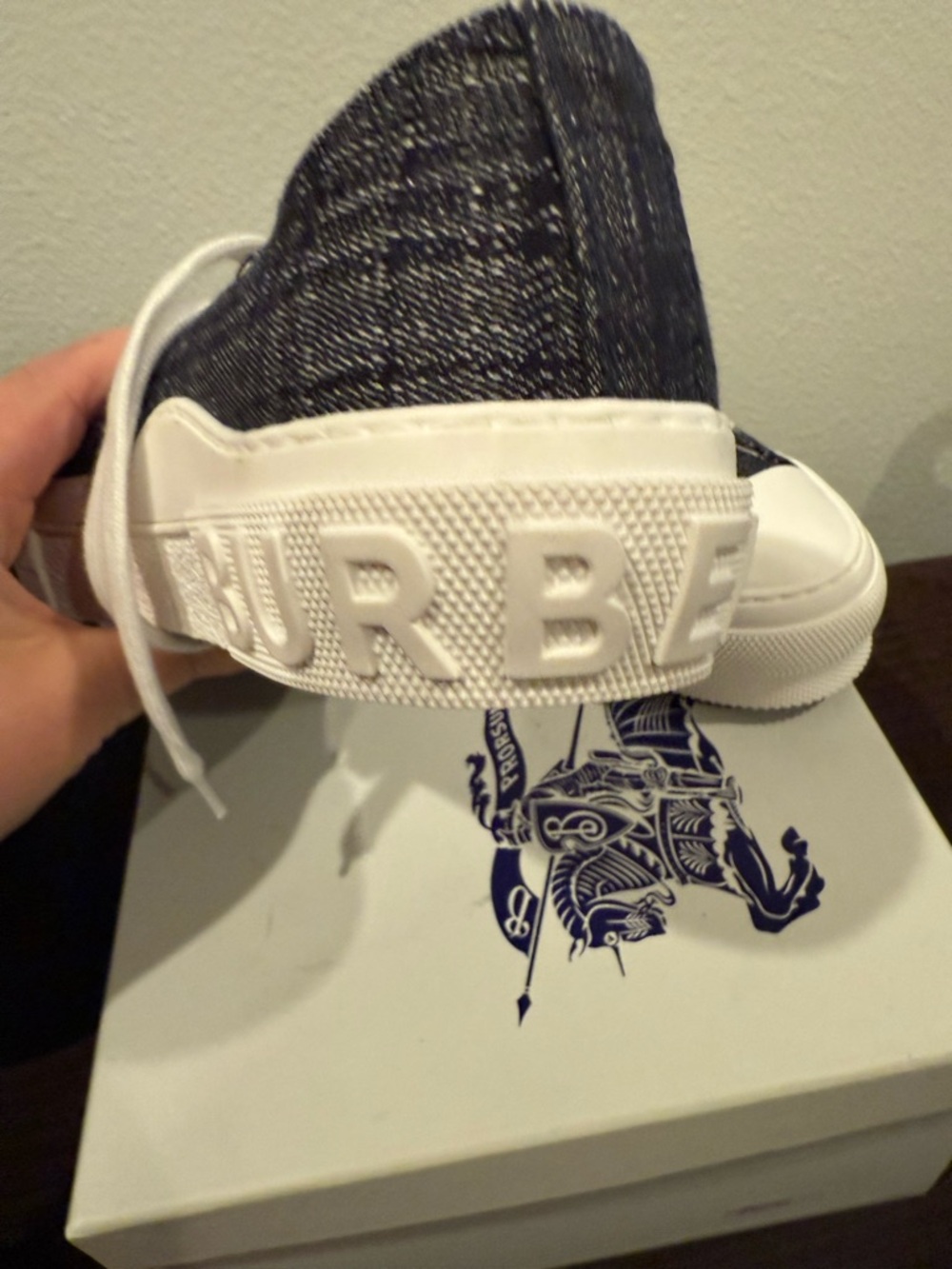 Brand new Burberry denim Canvas Low-Top Sneakers with White Soles size 43 us 10 - Picture 3 of 8